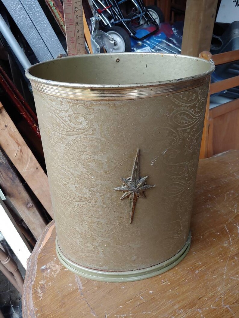 Vintage bathroom metal trash can mid century 1960s pearl wick Etsy