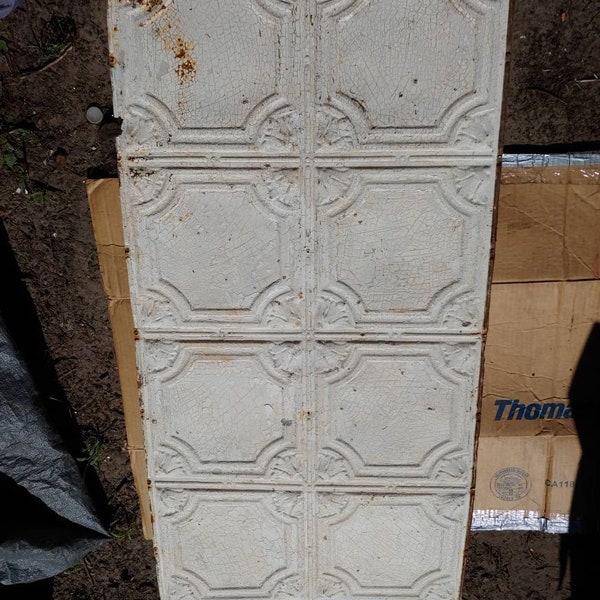 Antique Square Tin Ceiling Panel | Architectural Salvage | Wall Decor | Farmhouse Decor heavy steel embossed 1800s PLEASE READ BELOW