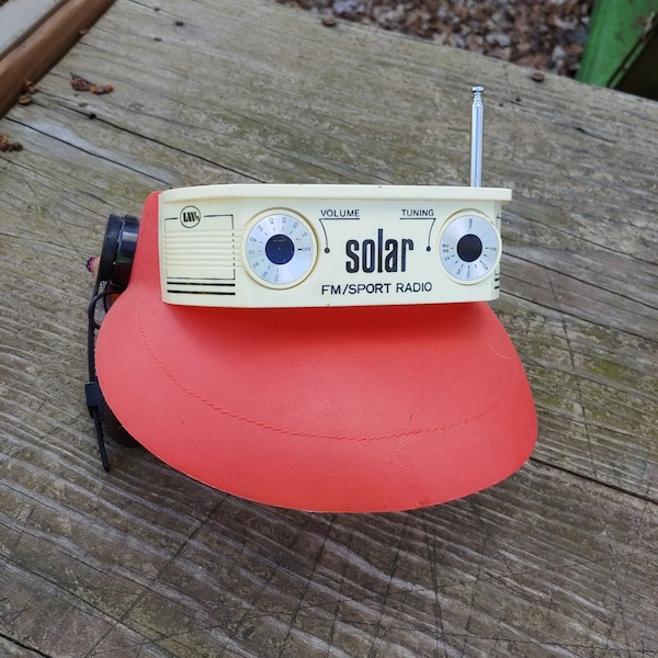 Vintage solar headband sun visor radio LW usa made surfing retro am,fm radio player rare headphones rainbow headband strap 70s