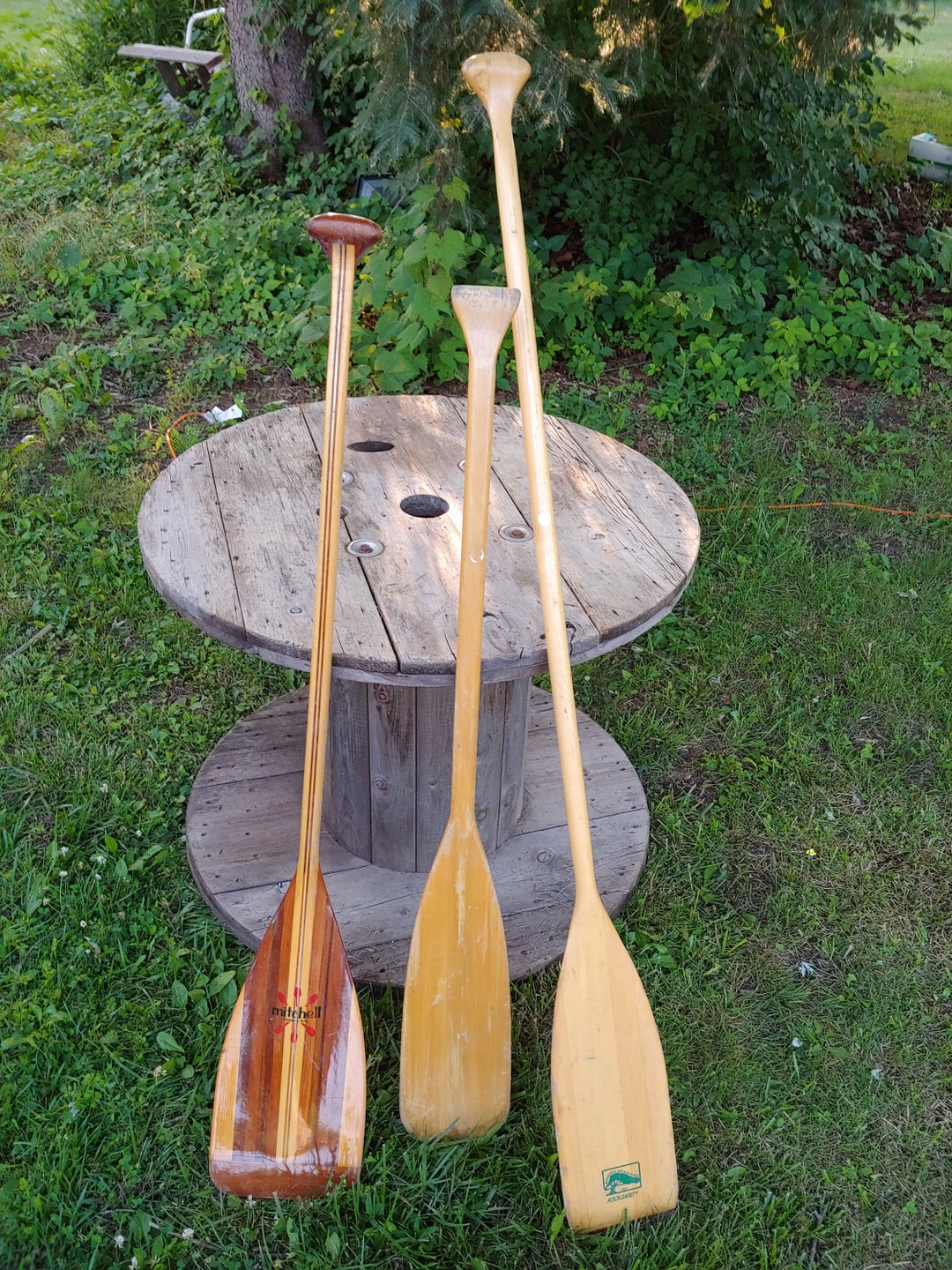Vintage Wood Canoe Paddle Mitchell Feather Brand J & B Wooden Etsy
