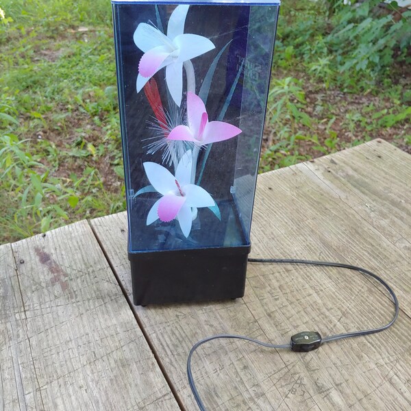 Vintage Fiber Optic color  Flower Lamp 70s translucent mid Century mod hippy flower power lighting