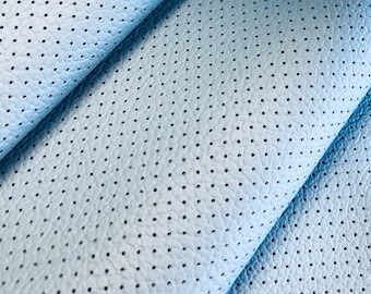 Pale Blue Italian Full Grain Perforated Leather Sheet: Automotive Upholstery