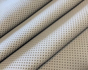 Grey Italian Genuine Perforated Leather Sheet – Automotive Upholstery Grade Leather