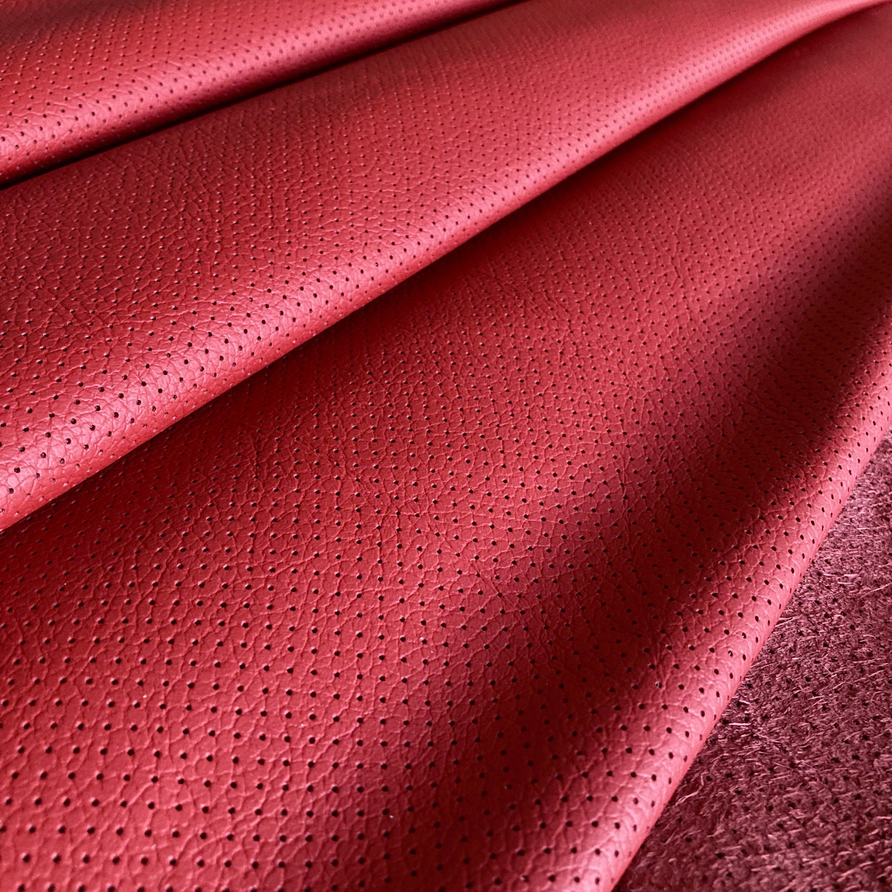 MADEIRA RED COLOR Italian perforated leather sheets Genuine leather piece Automotive upholstery cowhides Leather for crafting