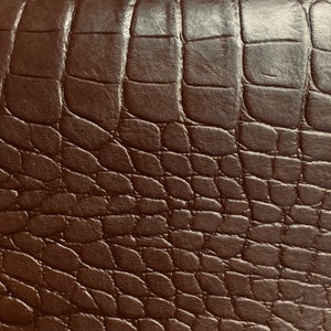 BROWN CAYMAN print leather Genuine leather fabric Crocodile emboss leather sheets Real leather Leather supplies