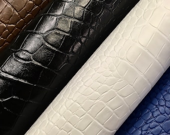 Crocodile Embossed Leather Sheets: Black, Blue, White, Brown - A6/A5/A4 Sizes