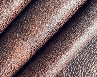 Brown Full Grain Leather Sheet: Pebble Texture DIY Crafting