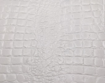 White Crocodile Embossed Genuine Leather Sheets: DIY Craft Supplies