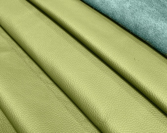 Láminas de cuero italiano verde musgo: cuero anilina de grano completo para manualidades