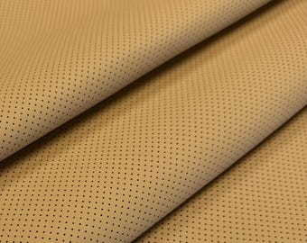 Sahara/sand colour Perforated Genuine Leather Sheet: Italian Cowhide for Crafts