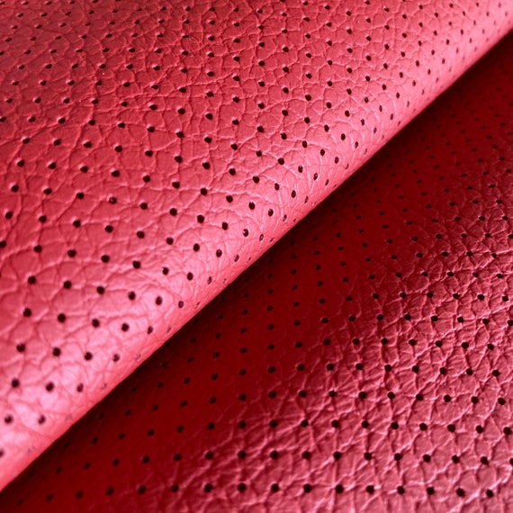 MADEIRA RED COLOR Italian Perforated Leather Sheets Genuine Leather Piece  Automotive Upholstery Cowhides Leather for Crafting 