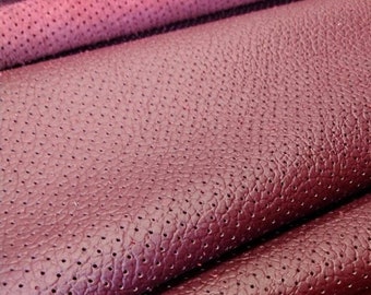 Deep Bordo Perforated Italian Leather Sheet: Genuine Cowhide for Crafting