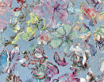 Floral Embossed Light Blue Leather: Full Grain Cowhide for DIY Crafts