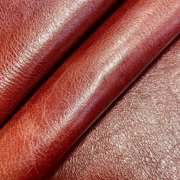 ITALIAN RED BROWN color leather for crafting and diy Genuine leather Natural leather Full grain leather