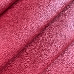 Fogli di pelle rosso ciliegia PIENO FIORE Pelle con grana profonda Fogli di pelle ciottolosa Ritagli di pelle con texture autentica Pezzi di pelle naturale