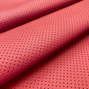 Pepper Red Italian Genuine Perforated Leather Sheet: Automotive Upholstery