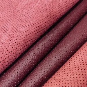 Deep Bordo Perforated Italian Leather Sheet: Genuine Cowhide for Crafting