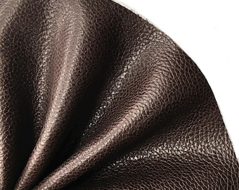 Dark Brown Full Grain Pebble Leather Sheets: DIY Craft Pieces