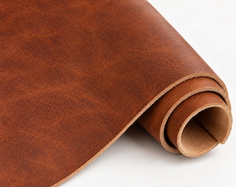 Vegetable Tanned Brown Leather Sheet, 2.6–2.7mm Thick, Natural Grain for Crafts