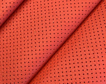 Coral Perforated Italian Leather Sheet, Automotive Upholstery, Bags, Crafts, DIY
