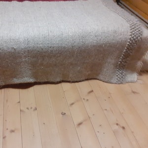 Warm Sheep Wool Bedcover, Handwoven Ivory Wool Blanket, Organic Beige Coverlet, Lizhnyk Wool Bedcover, Organic Wool Bed Blanket, Wool Throw