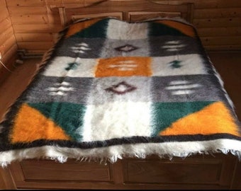 Lanzamiento de manta de lana, manta de lanzamiento de lana de oveja natural, manta de lanzamiento a cuadros, manta de camping, manta hecha a mano, textura cálida y acogedora