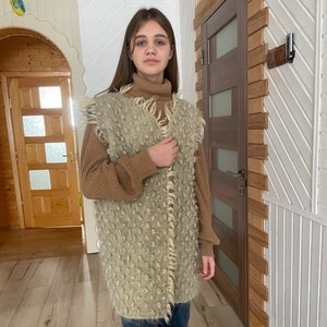 Wool Vest Women or Man, Sleeveless Wool Cardigan, Handmade Vest, Knitted Wool Vest, Perfect for Outdoor Activities and Wearing at Home