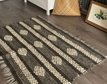 Natural Wool Rug, Handwoven Wool Area Rug Lizhnyk, Bedroom Decor, Ethnic Carpet, Woven Rug, Natural Area Rug, Wool Handwoven Lizhnyk Rug