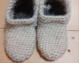 Hand Knit Organic Baby Slippers, Wool Kids Room Shoes, Soft Room Slippers, Natural Warm Toddler Slipper Socks, Woolen Kids Room Slippers