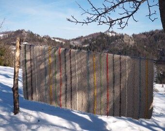 Area di lana tessuta a mano organica, coperta tessuta, coperta da lancio, tappeto etnico, coperta di lana di pecora, tappeto colorato, tappeto di lana fatto a mano, tappeto Azilal