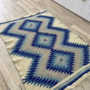 Ręcznie robiony geometryczny aztecki wełniany dywan, tradycyjny dywan kilim, ręcznie tkany wełniany dywan, tradycyjny ukraiński dywan, wełniane dywany do sypialni