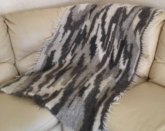 Handwoven Organic Wool Blanket, Traditional Bed Cover, Room Decor, Ethnic Carpet, Organic Wool Blanket, Handwoven Pockmarked Wool Blanket