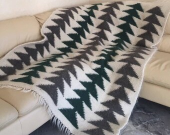 Coperta Lizhnyk in lana di pecora tessuta a mano, decorazione etnica dei Carpazi