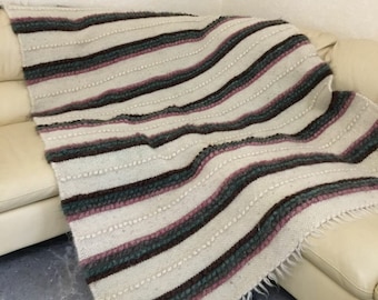 Woven Blanket, Handwoven Throw, Camping Blanket, Outdoor Blanket, Wool Throw Blanket, Handcrafted Blanket, Warm and Cozy Texture, Gifts