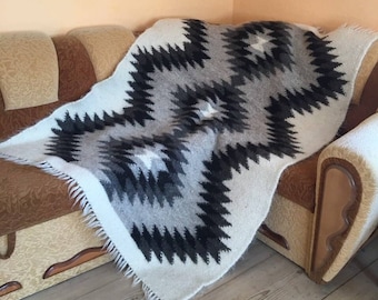 Hand Woven Blanket, Wool Weighted Blanket, Sofa Throw Coverlet, Blanket King Size, Thick Wool Blanket, Hutsul Blanket, Wool Throw Blanket