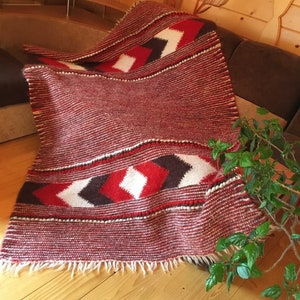 Handwoven Sheep Wool Blanket, Organic Wool Blanket, Traditional Handmade Rug, Room Decor, Ethnically Inspired, Warm Wool Blanket Area Rug