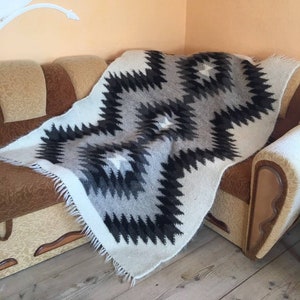 Hand Woven Blanket, Wool Weighted Blanket, Sofa Throw Coverlet, Blanket King Size, Thick Wool Blanket, Hutsul Blanket, Wool Throw Blanket