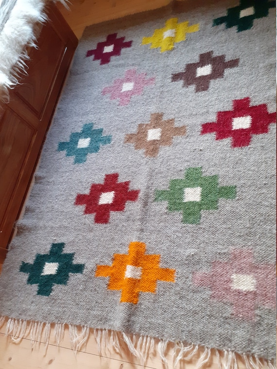 Handmade Organic Wool Rug, Handcrafted Sheep Wool Rug, Luxurious Handmade Wool Rug, Organic Rug, Sheepskin Rug Gift That Will Keep You Warm