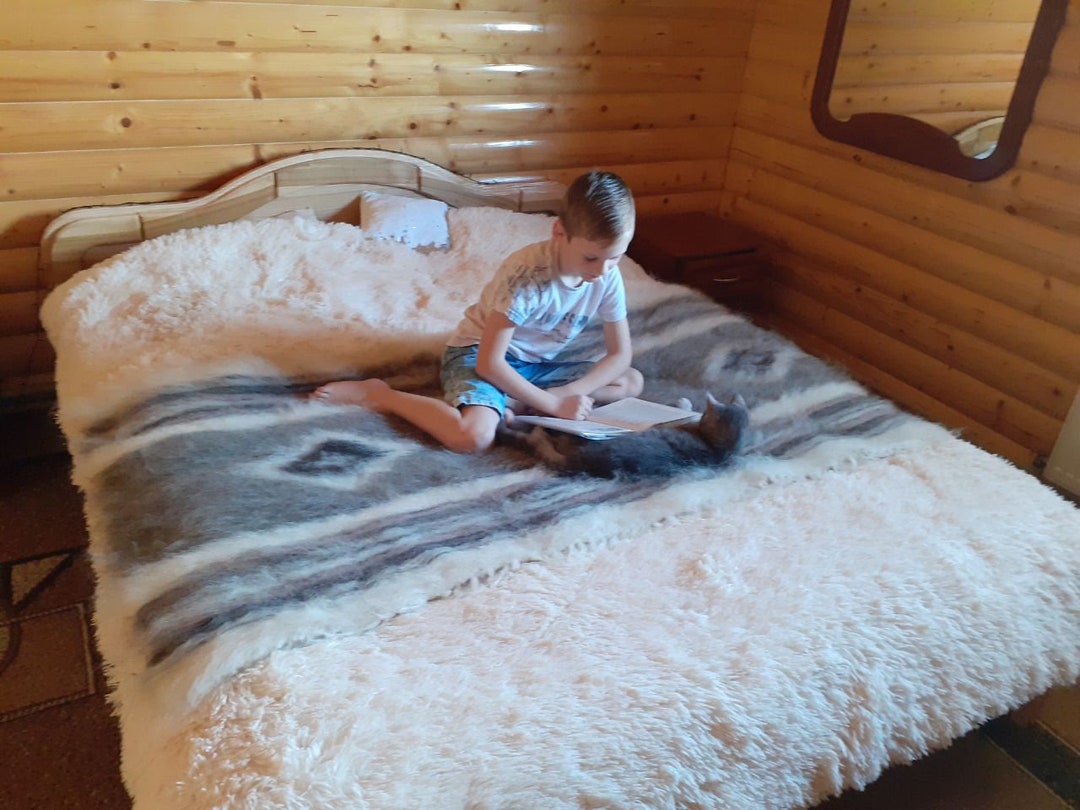 Warm Wool Blanket Organic Wool Blanket Sheep Wool Rug Etsy