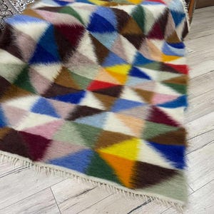 Wool Blanket, Throw Blanket, Geometric Wool Blanket , Bedspread, Gift for Home, Soft Wool Blanket, 100% Sheep Wool Blanket, Wool Art