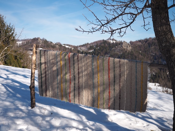 Handwoven Wool Area Organic, Woven Blanket, Throw Blanket, Ethnic Carpet, Sheep Wool Blanket, Colorful Rug, Handmade Wool Rug, Azilal Rug
