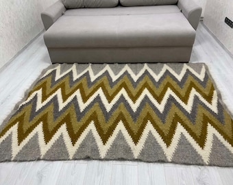 Wool Rug Handmade, Wool Rug for Bedroom, Ethnic Carpet Rug, Scandinavian Rug, Rug Handwoven Ukrainian Design, Traditional Handmade Carpet