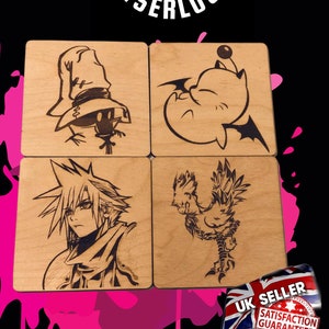 Final Fantasy | Cloud | Chocobo | Moogle | Kupo | Vivi Coasters FF7 Fanart set