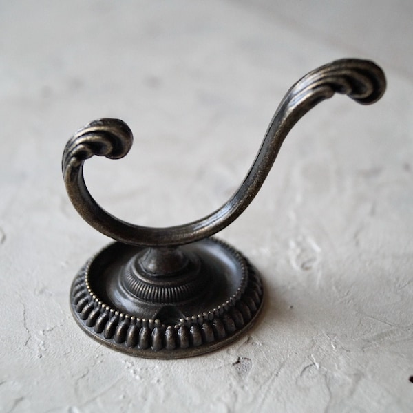 2.5"  Victorian coat hook - Dark bronze decorative wall hook - Towel hooks