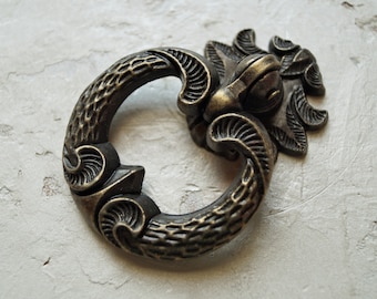 Antique drawer knobs - Bronze dresser handles  - 1.6" x 2.4"