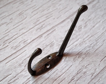 3.5"  Double coat hook -  Dark bronze towel hooks