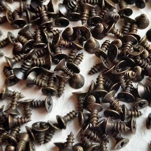 2 x 5 mm Dark bronze small screws 100 psc- Miniature screws - Screws for hinges - Small box hardware