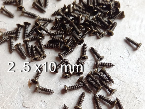 2.5 X 10 Mm Old Bronze Small Screws 100 Psc Miniature Screws