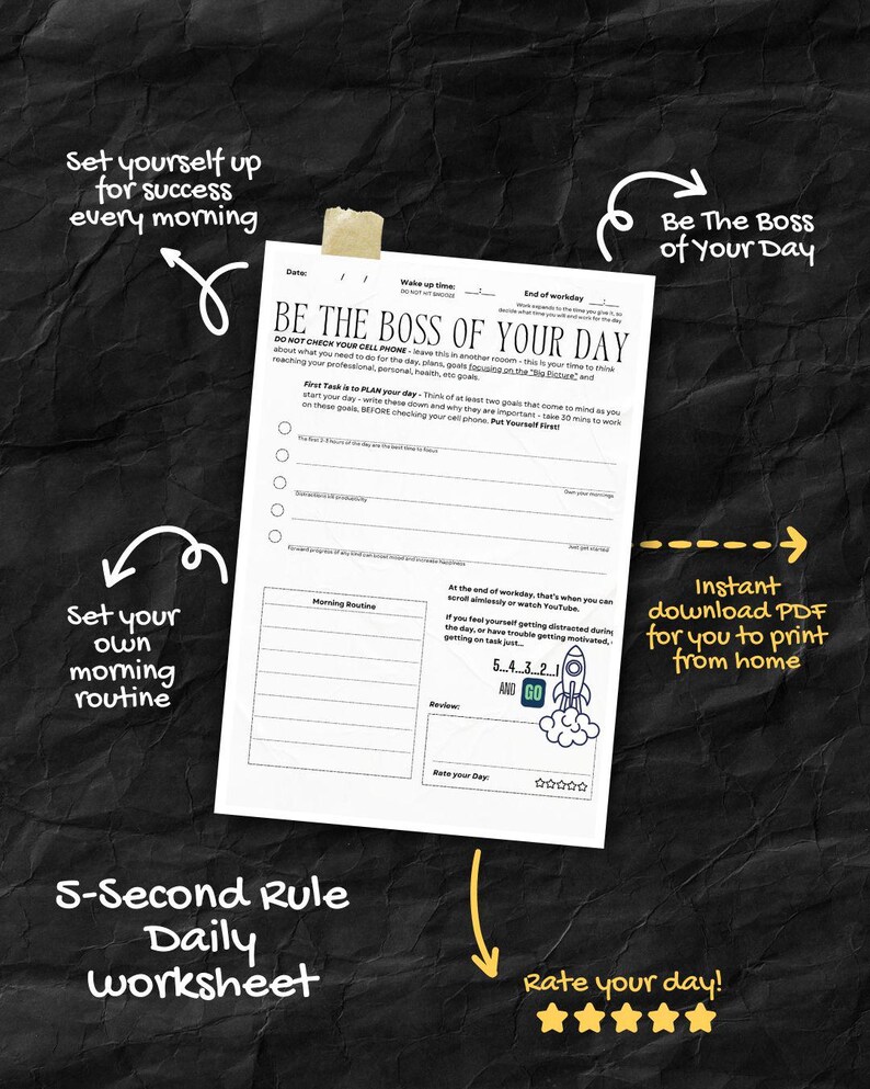 Be the Boss of Your Day Planner: Mel Robbins 5-second Rule (PDF ...