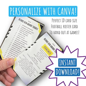 Tarjeta de lista de fútbol - Tamaño perfecto para una billetera - Doble cara - Fútbol PeeWee - Fútbol bandera - Fútbol tackle - Lista del equipo - Equipo mamá
